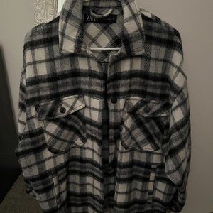 ZARA Wool Bend Plaid Overshirt
